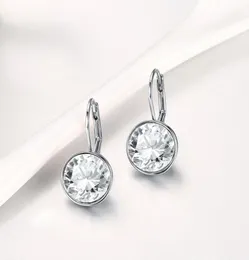 Srebrny kolor Bella Coldings dla kobiet biały kryształ z austriackich kolczyków modowych Wedding Office Biżuteria Prezent New4717041