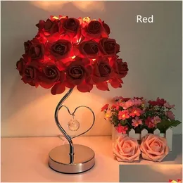 Annan heminredning europeisk stil rosblomma led lamp bröllop fest sovrum sovrum natt ljus dekoration present semester ljusin dh0we