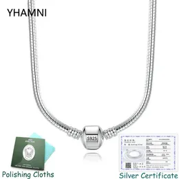Have Certificate 100% Real 925 Solid Silver 3mm Snake Bone Charms Necklace Original Charm Chain Necklace for Women 45 50 55 60CM263o