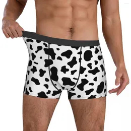 Underpants Black White Cow Print Underwear Trendy Pattern Spots Animal Males Boxer Brief Breathable Trunk Large Size Panties