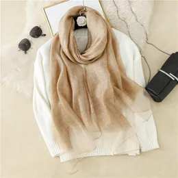 Scarves Solid Checks Of Soft Silk Wool Scarf Lady Four Seson Shawl Beach Towl High Quality Present For Mother's Day Wraps