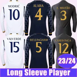23 24 Alaba Camavinga Mens Soccer Jerseys Modric Tchouameni Kroos Valverde Rudiger Nacho Long Sleeve Player Home Away 3rd Football Shirts