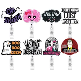 10 Pçs/lote Chaveiros Personalizados Série Médica Cérebro Radiologia Enfermagem Acrílico Glitter Plástico Surub Life Badge Reel Para Enfermeira Médico Acessórios Escritório Sypply