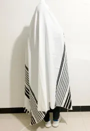 Sciarpe Tallit Scialle da preghiera 55x74"/140x190 cm Israele Nero Argento Strisce Gadol Tzitzit Per Lavare il Ferro Regalo Bar Mitzvah LL