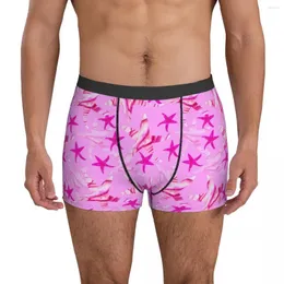 Underpants Pink Starfish Underwear Wave-silhouette Design Boxer Shorts Trenky Man Breathable Brief Gift