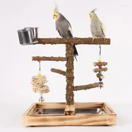 Weiteres Vogelzubehör, Papageienkäfig-Schaukelständer-Set aus Holz mit Spielzeug und Tablett