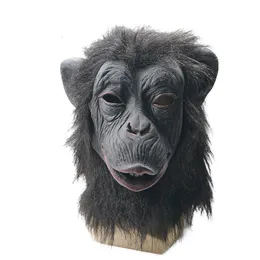 Maski imprezowe Salailify Chimp Mask for Men Gorilla Lateks Mask Halloween Costume Black Monkey Maski karnawałowe copslay 230922