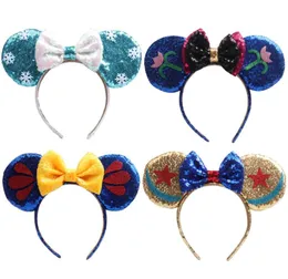 2019 Christmas Cosplay Heakddress Hoop Princess Glitter Mouse Uszy głowa Big Sequin Bow Hair Band For Girl