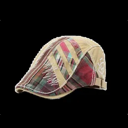 Berets Men Beret Hat Cotton Buckle Adjustable sboy Caps Classic Patchwork Cabbie Gatsby Cap Spring Autumn Summer 230922