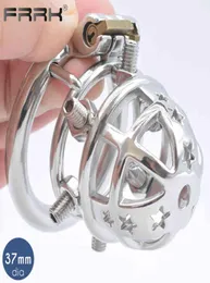 FRRK Spiked Cock Cage Erect Denial Vicious Male Chastity Device Brutal BDSM Stimulate Screw Sissy Penis Ring Tough Sex Toys8963835