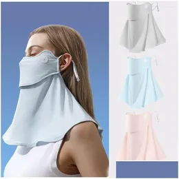 Bandanas anti UV Sunsn Mask Silk Face Call Feeling Sunshade Scarf For Summer Men Kvinnor Droppe leverans mode tillbehör hattar halsdukar dhhak