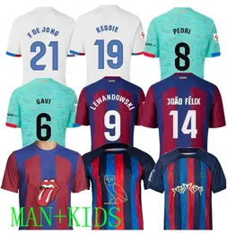 22 2023 Camisetas de Football Soccer Jersey Lewandowskir Pedri Gavi 22 23 FC Ansu Fati Ferran Raphinha Barcelona Dest koszulka piłkarska Męs