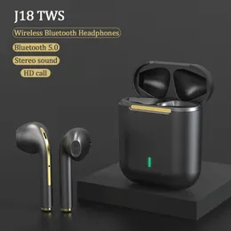 TWS Wireless Fone Bluetooth Earphone Ecouteur Cuffie Earuds Auriclees J18 HD Call Stereo Music Headset Gaming Noise Reduction Hörlurar för smarttelefon i örat