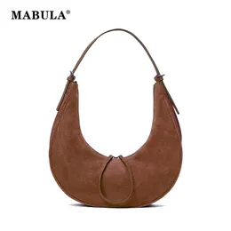 Sacos de noite MABULA Moda Meia Lua Grande Sacola Faux Suede Mulheres Sacos de Ombro Luxo Design Vintage Sólido Telefone Bolsas Bolsas 230922