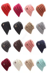 CC Knitted Hats Trendy Winter Beanie Warm Oversized Chunky Skull Caps Soft Cable Knit Slouchy Crochet Hats 17 Colors 20pcs TCC037397895