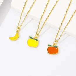 Pendant Necklaces Fruit Necklace For Women Men Mini Apple Banana Minimalist Metal Simple Tiny Slim Chain Chains Choker Collares