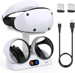 PSVR2コントローラー用VRARアクセサリゼ充電ステーションベースVRヘッドセットディスプレイスタンドPS VR2 VR2アクセサリーのデュアルハンドルチャージ230922