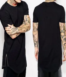 Nuovi abiti da uomo T-shirt lunga nera con cerniera Hip Hop palangari extra lunghi top magliette per uomo alto tshirt7106991
