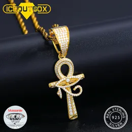 Chokers 925 Sterling Silver Eye of Horus Ankh Cross Pendant Iced Out D VVS Halsband för kvinnor Hip Hop -smycken 230921