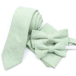 Nacke slipsar topp 50% ull mjuk 7 cm slips bowtie hankie set brun rosa gröna fasta rutiga klassiska män barn bröllop fest cravat tillbehör gåva 231013