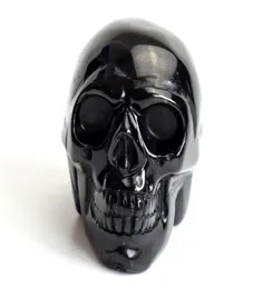 19 인치 천연 차크라 블랙 흑요석 조각 크리스탈 레이키 치유 현실적인 인간 두개골 모델 벨벳 p1428325