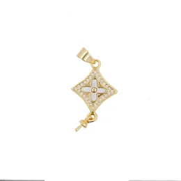 Chains 18K Gold Plated Zirconia Cross Clover Necklace Huggie Hoop Charm Jewelry