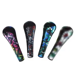 3.8 inches Metal Spoon Smoking Pipe Glass Journey Mini Bag Flower Bubblers Tube With Gift Box Magnet Magnetic Portable Dry Herb Tobacco Pipes