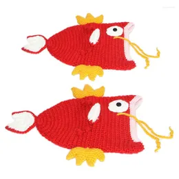 Berets Adulto Crianças Crochet Knit Beanie Chapéu Engraçado Peixinho Carpa Animal Cosplay Party Cap