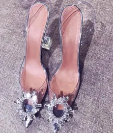 2021 new Transparent diamond sandals shine cap toe heels fine tip with the empty sexy women039s singles shoes summer crystal fa2705635