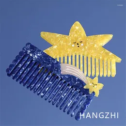 Hårklipp hangzhi gul tecknad stjärna kammar söt blå meteor acetat huvudbontering smycken för kvinnor flickor födelsedagspresenter tillbehör