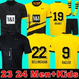 REUS SOCCER Jerseys 23 24 Sezon Haller 2023 2024 piłka nożna top koszulka Neongelb Bellingham Hummels Brandt Dortmund Hazard Yeyna Men Kit Kit Special Black