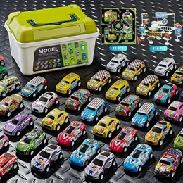 Digast Model Alloy Toy Setted Storage Box Pull Back Playmat Road Signs Car for Boys Toddlersクリスマスギフト230922