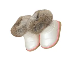 Stivali per bambini vera pelliccia scarpe invernali peluche caldo antiscivolo bambino nero rosa bianco ragazze stivaletti da neve economici nuovi 2011286102571
