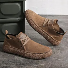 Men s Dress Suede Genuine Leather Casual Shoes Lace up Light Comfortable Driving Flats Mens Outdoor Oxfords Shoe Caual Flat Oxford