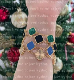 Fashion Classic 4Four Leaf Clover Charm Bracelets Bangle Chain 18K Gold Agate Shell MotherofPearl for WomenGirl Wedding Mother4645149