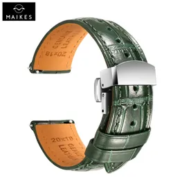 Titta på Band Maikes Luxury Leather Strap Snabbutgivningstillbehör för Rolex WatchBands Green 19mm 20mm 21mm 22mm Band 230921