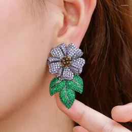 Dangle Earrings SINZRY Personality Cubic Zirconia Shiny Flower Exaggerated Big Drop For Women Wedding Jewelry