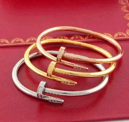 with Box Titanium Rose Gold 316l Stainless Steel Nails Love Bangle Bracelet Mens and Womens Loves Wedding Jewelry8119008