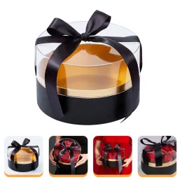 Box Round Rose Gift Boxes Wrapping Container Day Valentines Paper Packaging Bouquetwindow Empty Display Case