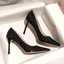 Dress Shoe Shoes Crystal Sexy Bed High Heels Sequins Wedding Banquet Luxury 9cm Fashionable Heel 231017