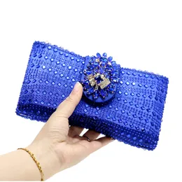 Kvällspåsar Kvinnors parti Koppling Lyxväskor Form Bow Royal Blue Handbag Evening Bag 230921