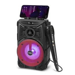 S5 Portable Outdoor Bluetooth Waterproof Super Heavy Bass Högtalare Färgglad LED Wireless Karaoke -högtalare med MIC