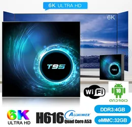1 Peça T95 Android 100 TV Box H616 Quad Core 4GB32GB Suporte 24G Wifi 6K Caja de tv android TX3 H963327096