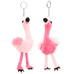 Keychains 2 Pcs Flamingo Pendant Stuffed Toy Animal Bag Decor Key Chain Pp Cotton Animals Girls Keychain Teens