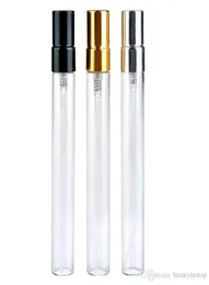 10ml Mini Glass Perfume Bottles Sample Spray Bottle Refillable Fragrance Atomizer Glass Bottle Vials With Black Gold Silver Cap3597148
