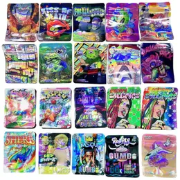 Mylar-Beutel, kalifornische Kunststoffverpackung, essbare Verpackungsbeutel, Paket, wiederverschließbarer Reißverschluss, versiegelt, frisch, 3,5 g g Gramm OZ MVP GUMBO YUMYUMZ RUNTY-Kleber