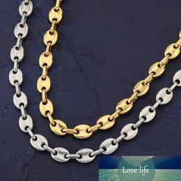 Mens Hip Hop Button Chain Necklace Coffee Bean Chain Jewelry 8mm 18inch 22inch Gold Link for Men Women Statement Necklace Gift208J