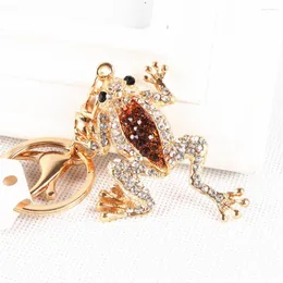 Keychains Cute Frog Crown Lovely Charm Arrival Crystal Rhinestone Pendant Purse Bag Key Ring Chain Creative Birthday Gift
