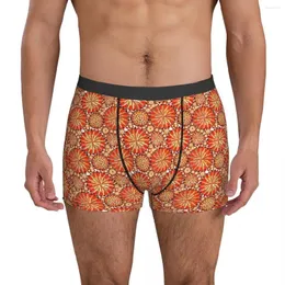 Underbyxor stamtryck underkläder orange mandala 3d påse trenky trunk tryck shorts trosor bekväma män stor storlek 2xl