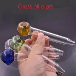 Wholesale Straight Long 12cm/4.8inch glass oil burner pipe Thick heady High quality colorful Hand pipes Smoking Accessories Tube nail